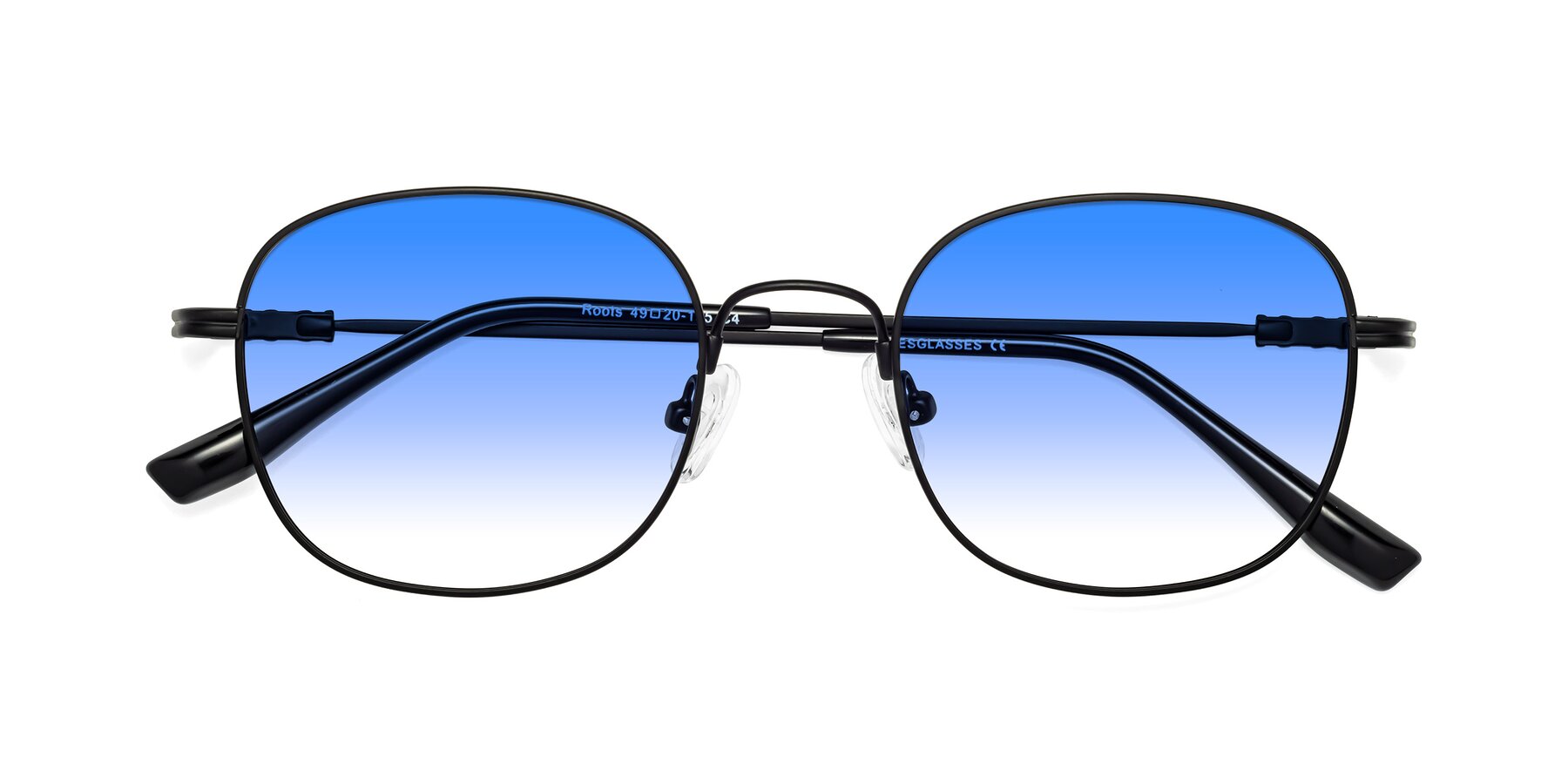 Folded Front of Roots in Black with Blue Gradient Lenses