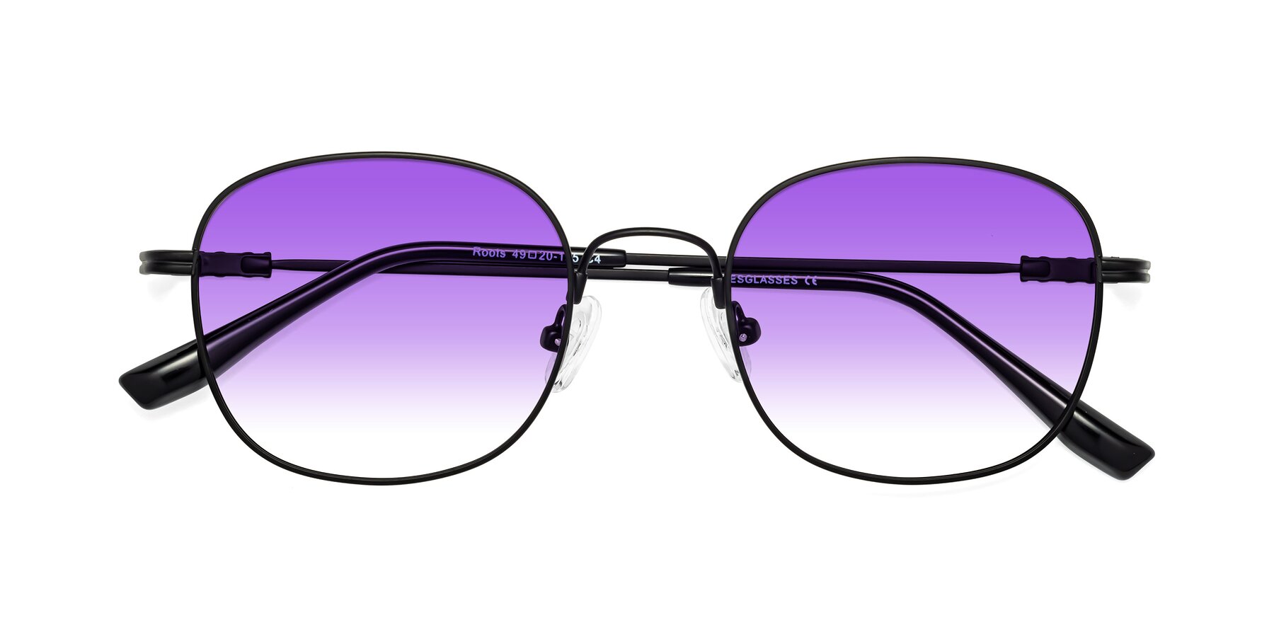 Folded Front of Roots in Black with Purple Gradient Lenses