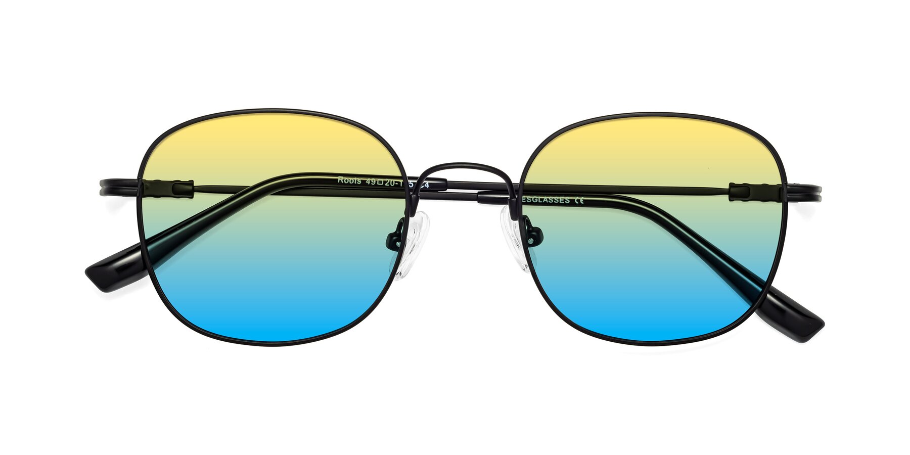 Folded Front of Roots in Black with Yellow / Blue Gradient Lenses