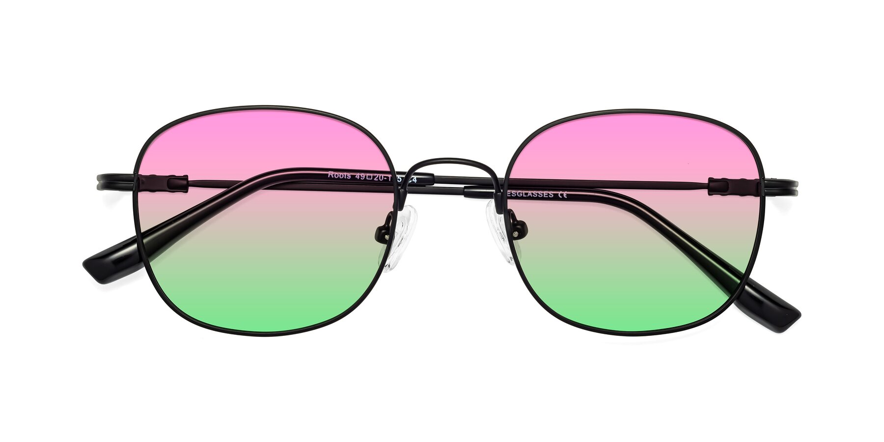 Folded Front of Roots in Black with Pink / Green Gradient Lenses