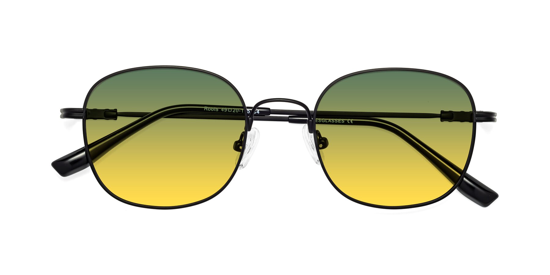 Folded Front of Roots in Black with Green / Yellow Gradient Lenses