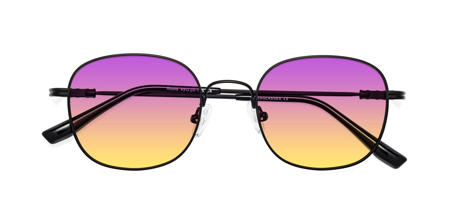 Folded Front of Roots in Black with Purple / Yellow Gradient Lenses