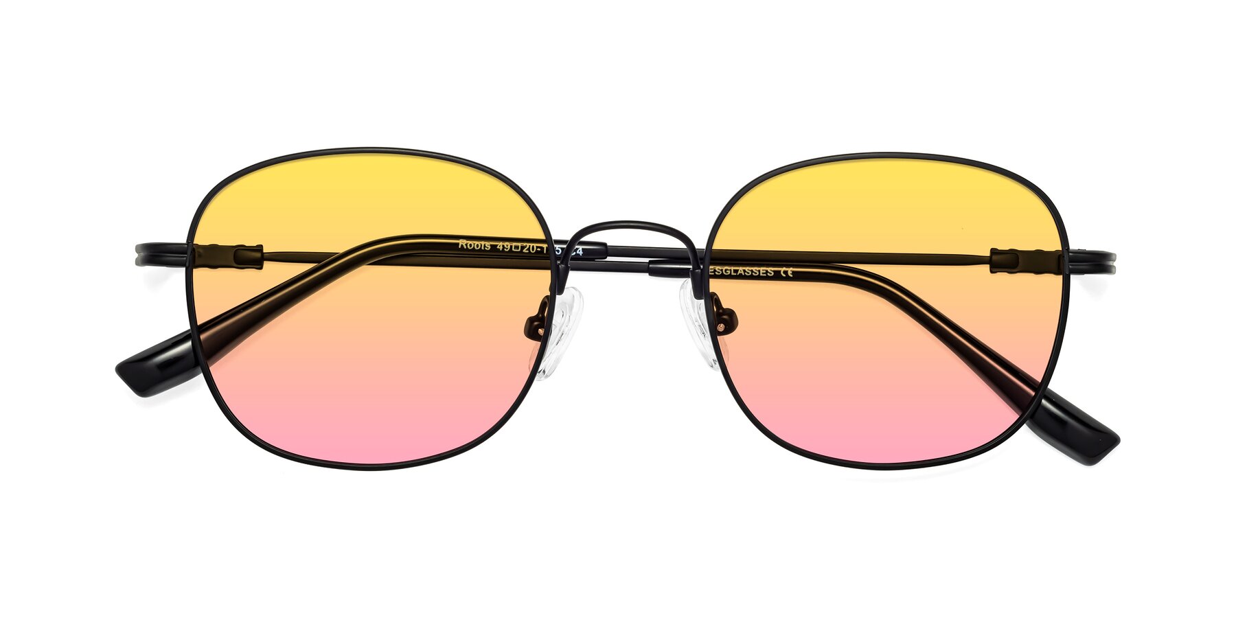 Folded Front of Roots in Black with Yellow / Pink Gradient Lenses