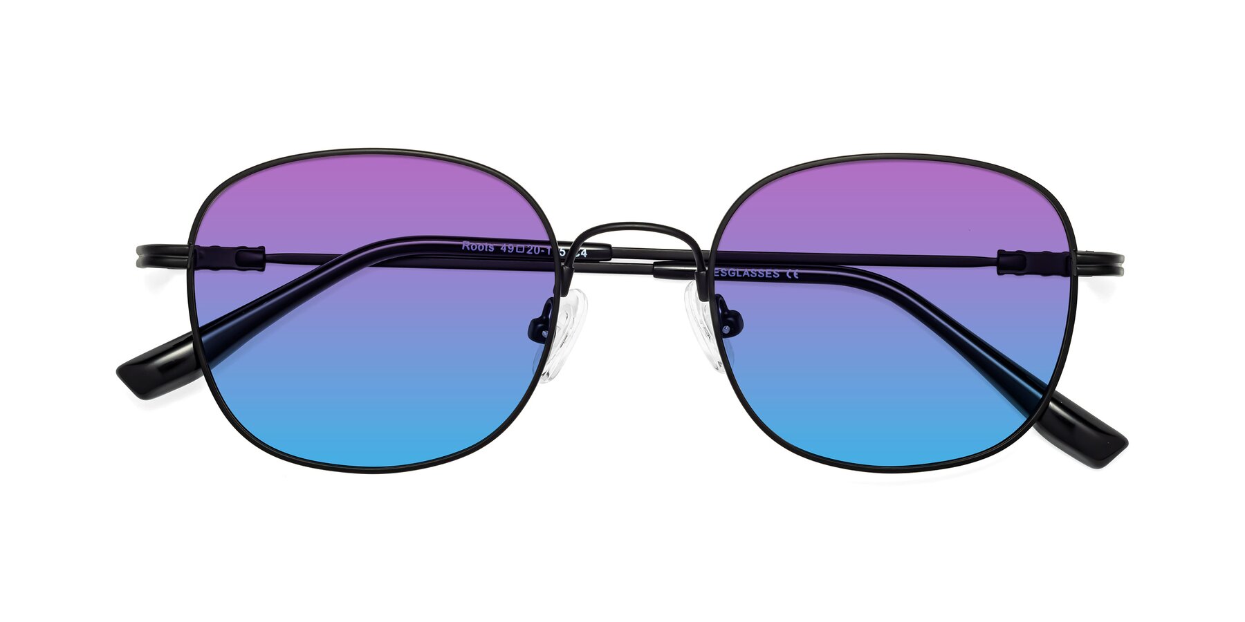 Folded Front of Roots in Black with Purple / Blue Gradient Lenses