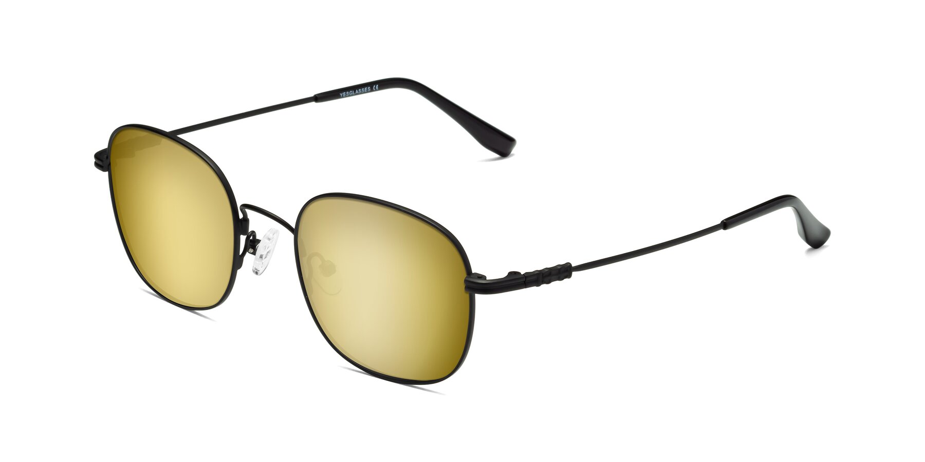 Angle of Roots in Black with Gold Mirrored Lenses