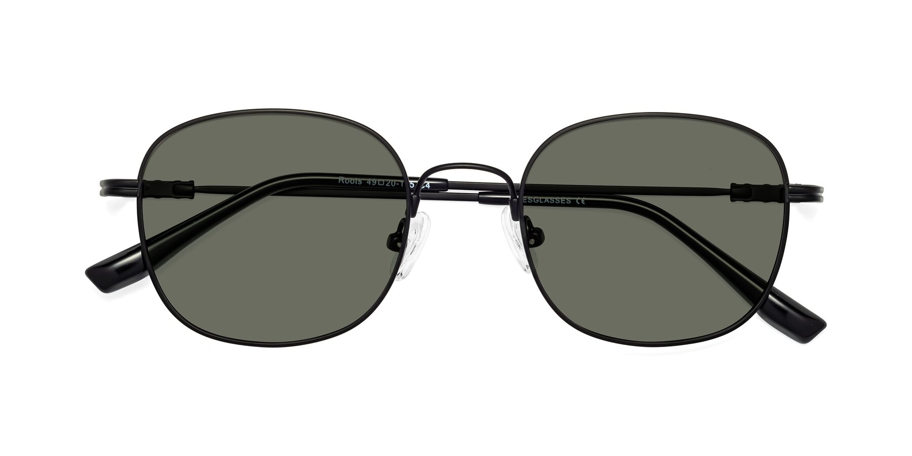 Folded Front of Roots in Black with Gray Polarized Lenses