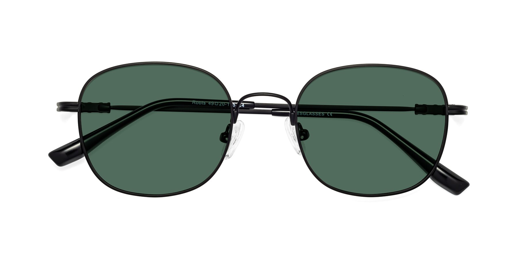 Folded Front of Roots in Black with Green Polarized Lenses