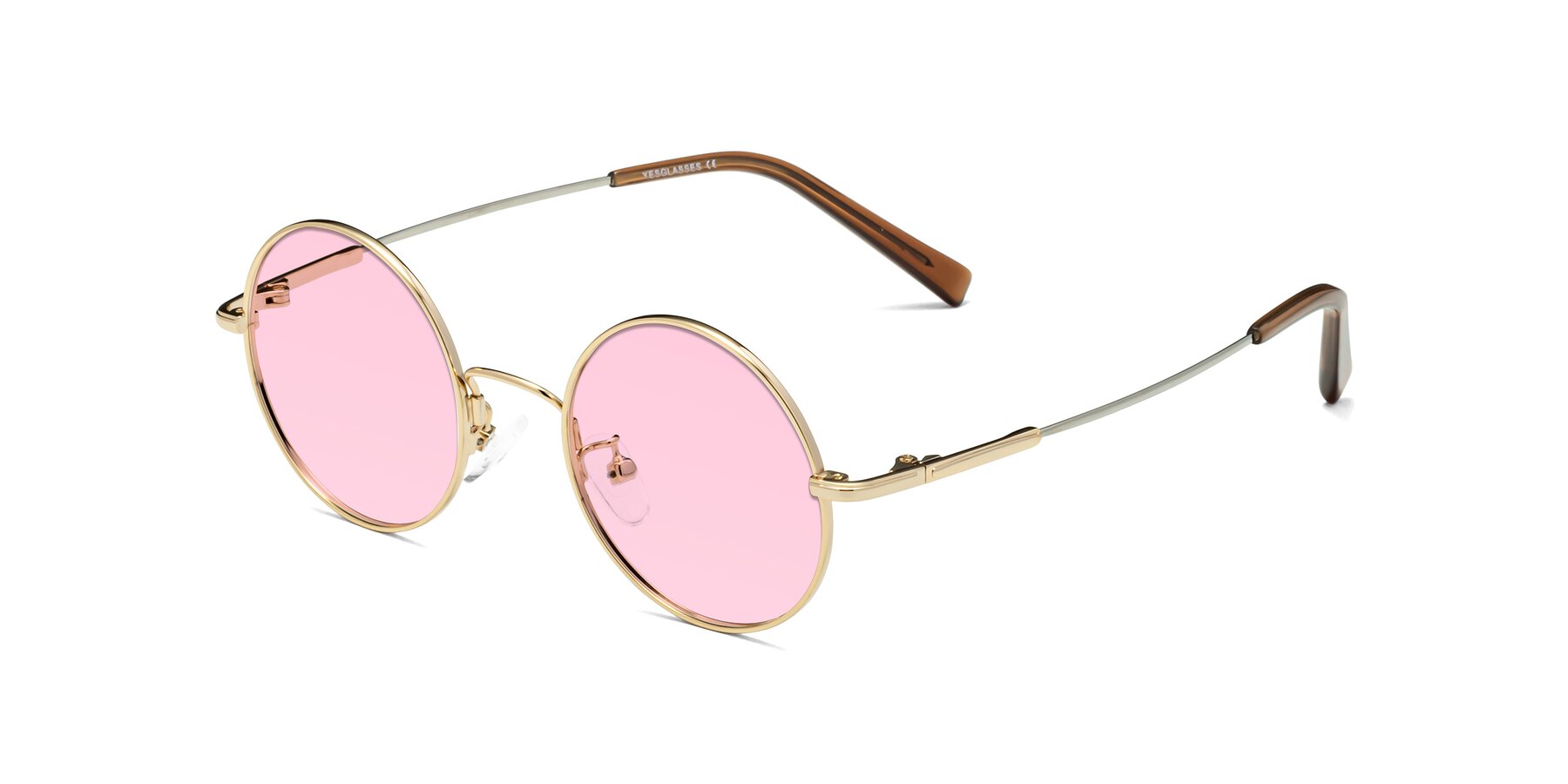 Angle of Melo in Gold with Light Pink Tinted Lenses