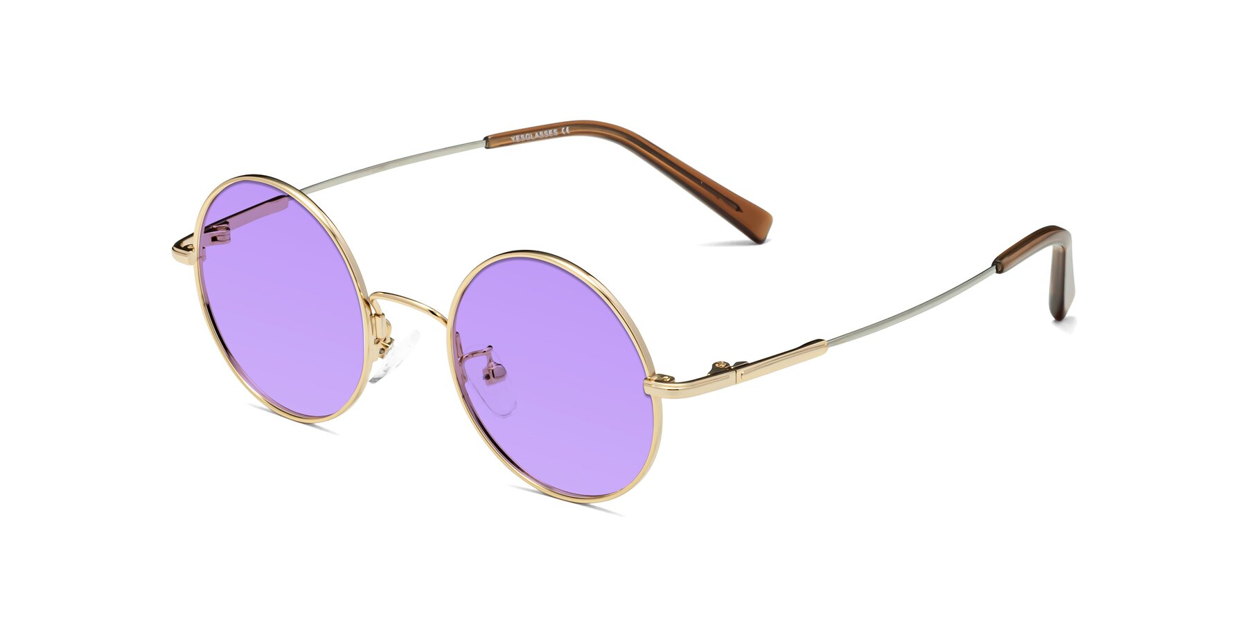 Angle of Melo in Gold with Medium Purple Tinted Lenses