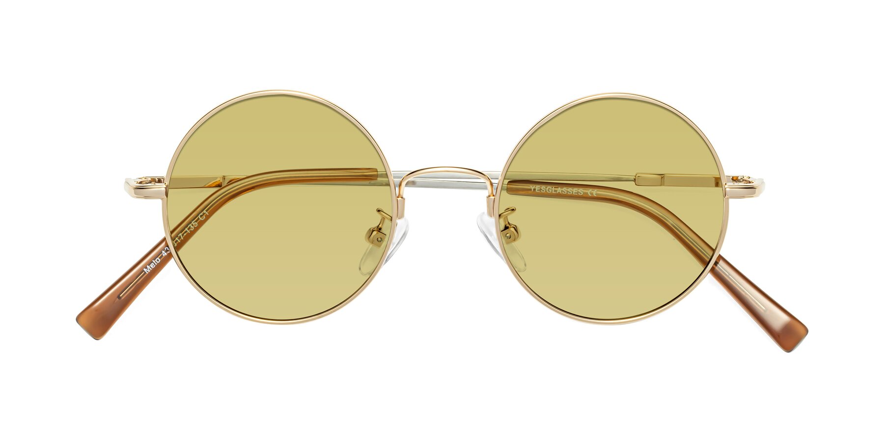 Folded Front of Melo in Gold with Medium Champagne Tinted Lenses