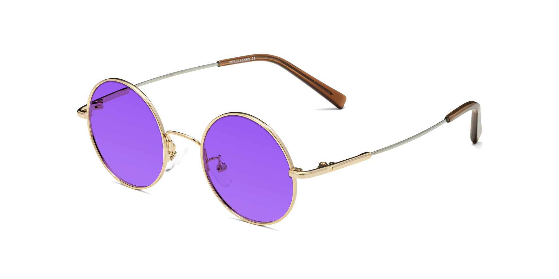 Angle of Melo in Gold with Purple Tinted Lenses