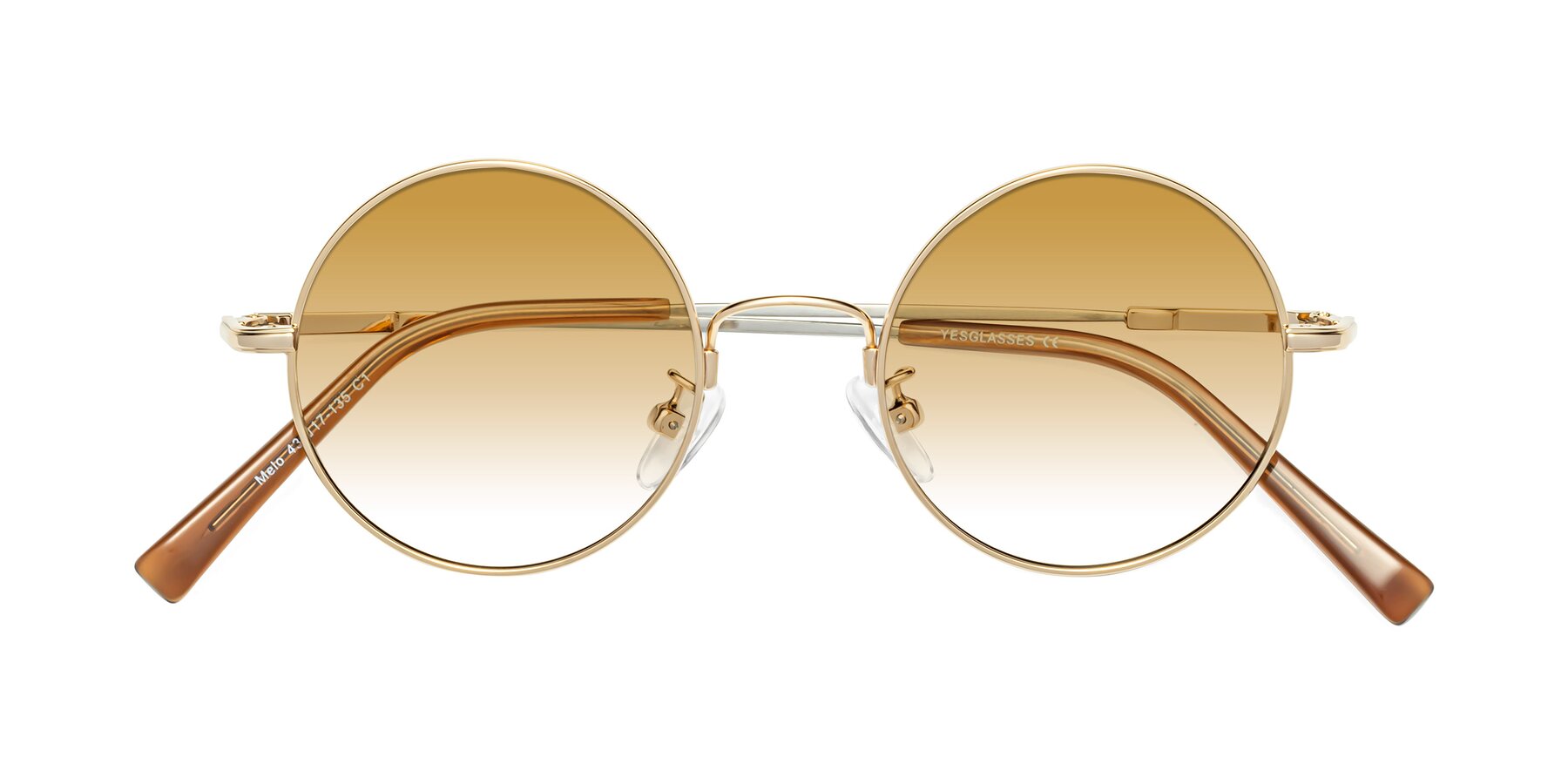 Folded Front of Melo in Gold with Champagne Gradient Lenses