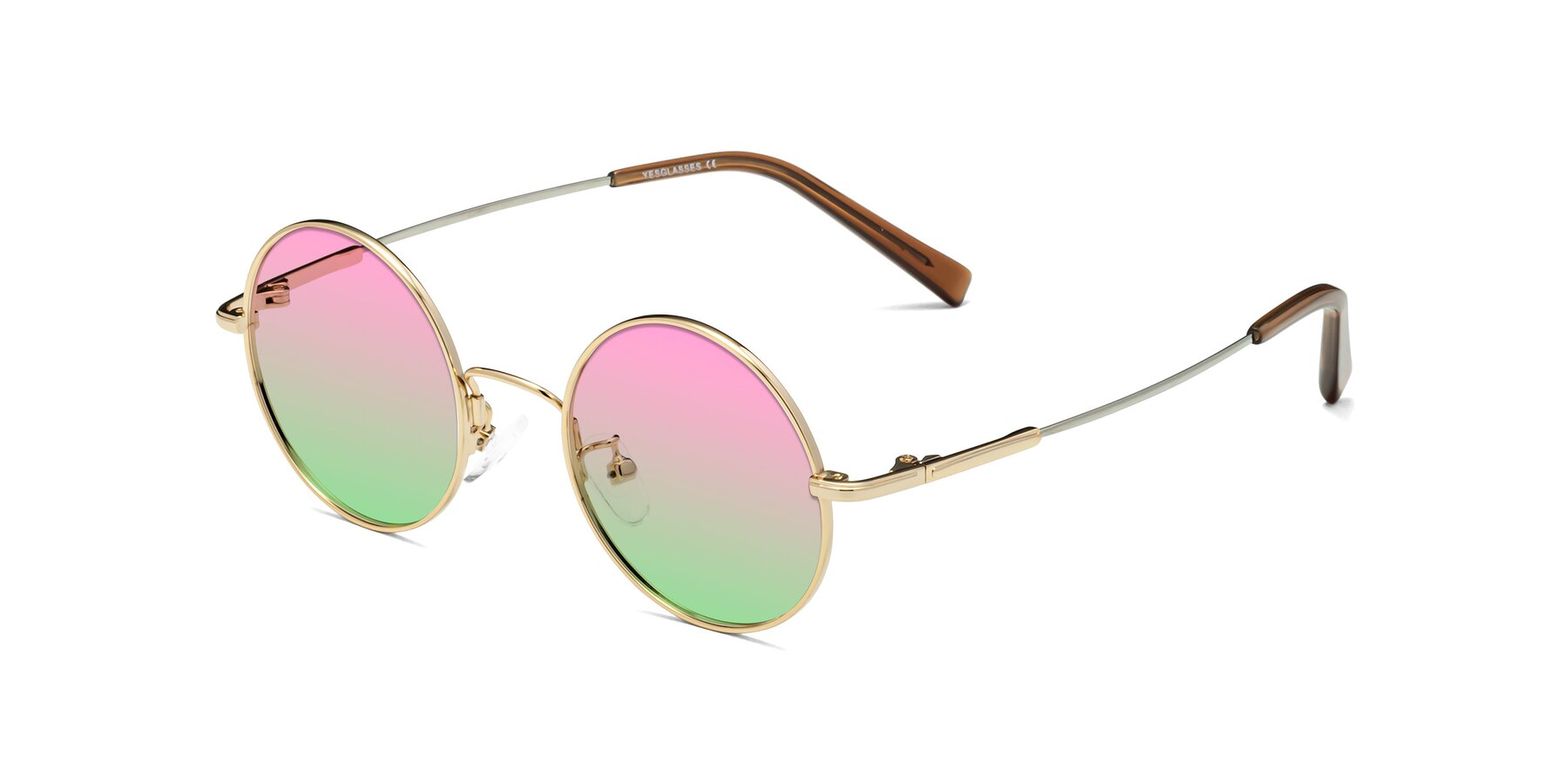 Angle of Melo in Gold with Pink / Green Gradient Lenses