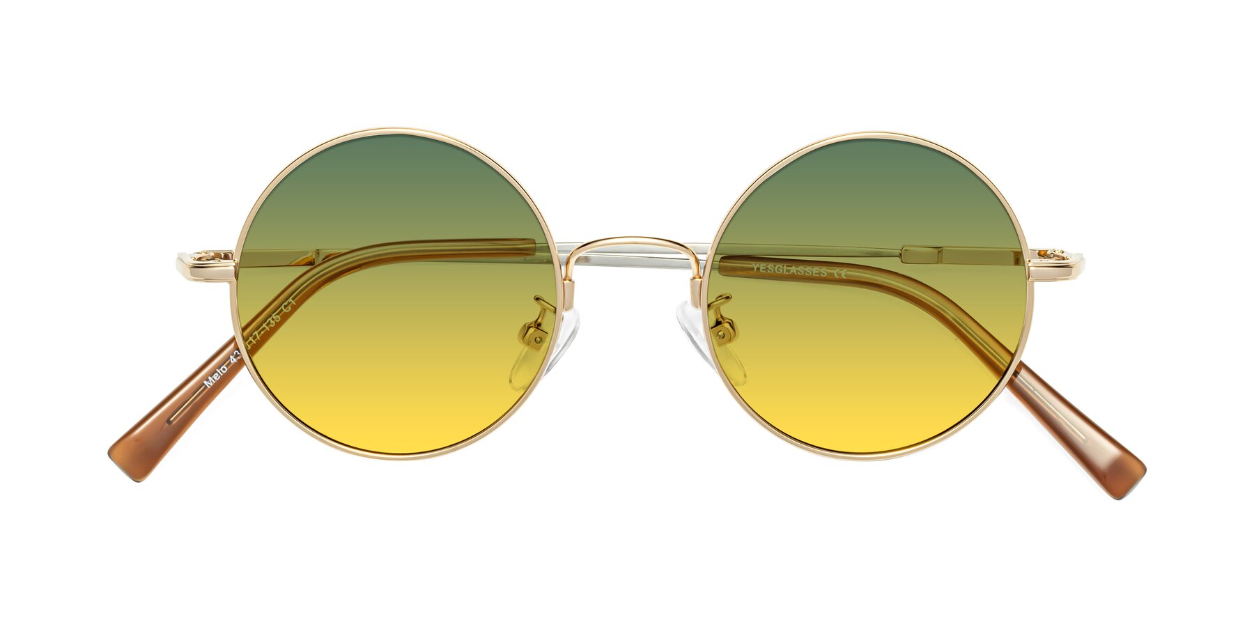 Folded Front of Melo in Gold with Green / Yellow Gradient Lenses
