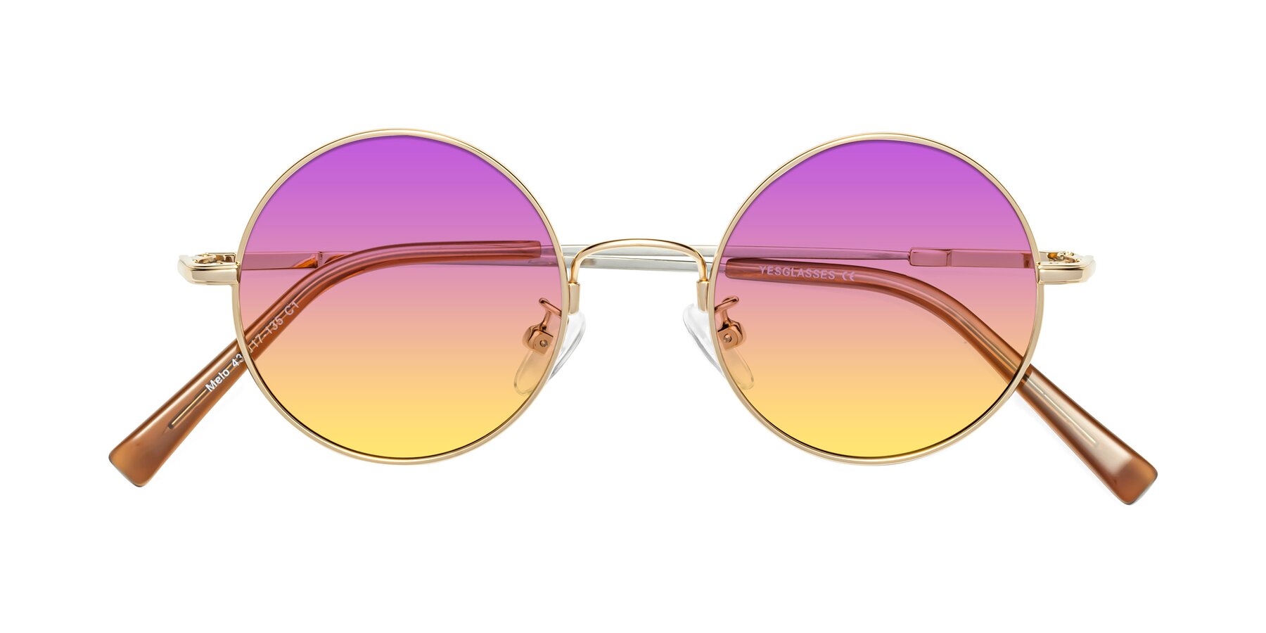 Folded Front of Melo in Gold with Purple / Yellow Gradient Lenses