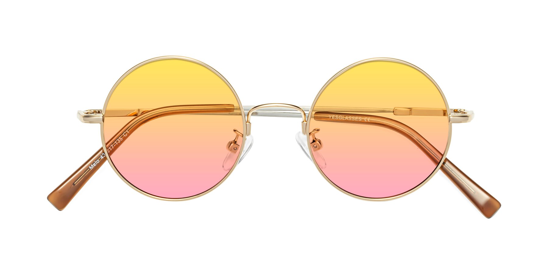 Folded Front of Melo in Gold with Yellow / Pink Gradient Lenses