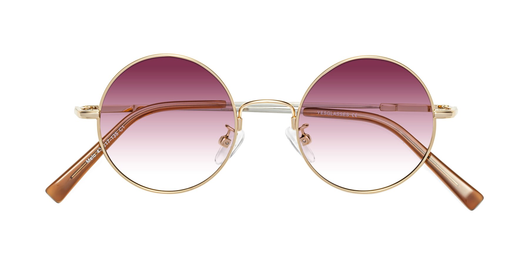 Folded Front of Melo in Gold with Wine Gradient Lenses