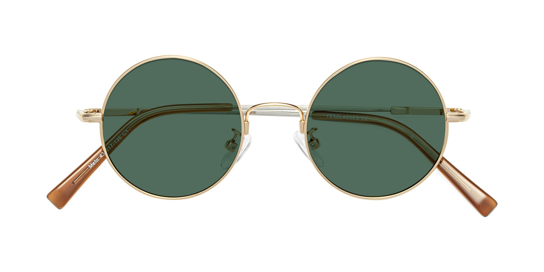 Folded Front of Melo in Gold with Green Polarized Lenses