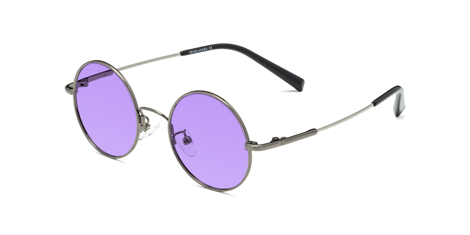 Angle of Melo in Gunmetal with Medium Purple Tinted Lenses