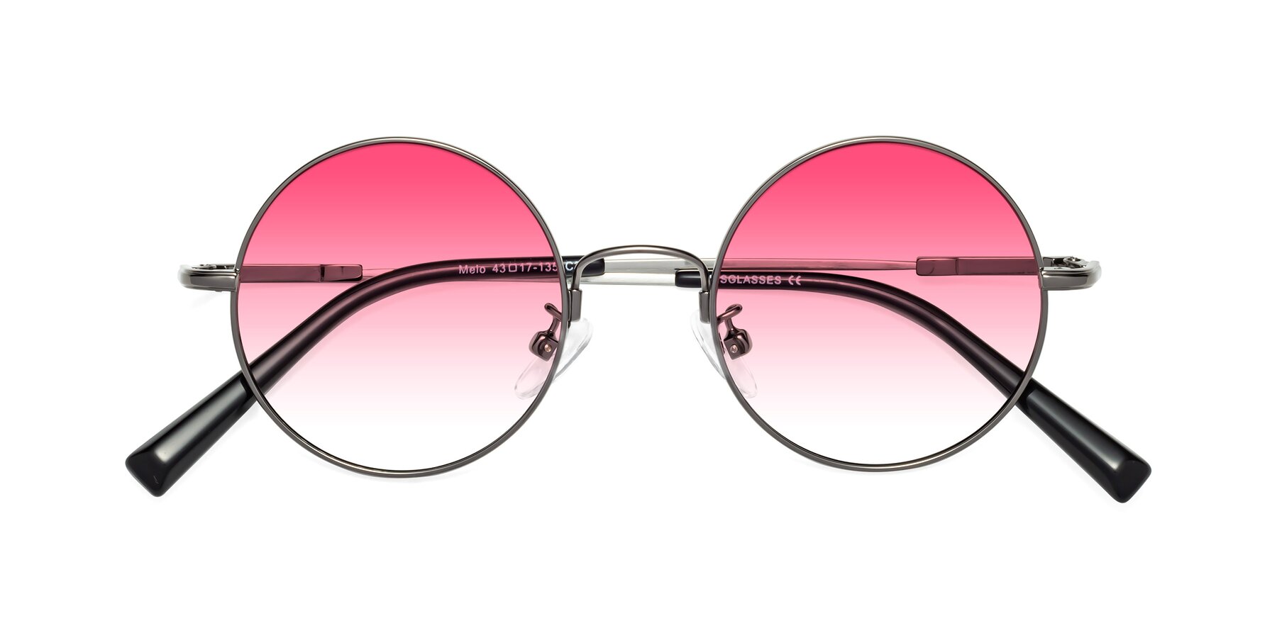 Folded Front of Melo in Gunmetal with Pink Gradient Lenses