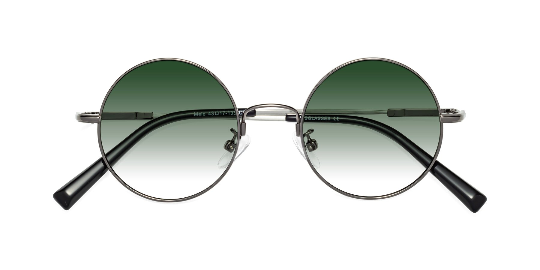 Folded Front of Melo in Gunmetal with Green Gradient Lenses