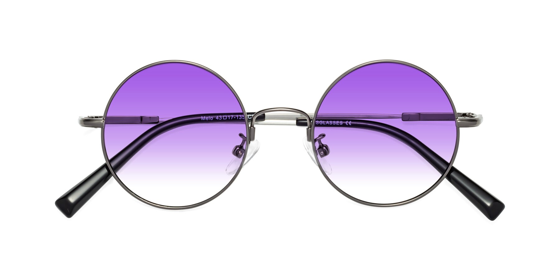 Folded Front of Melo in Gunmetal with Purple Gradient Lenses