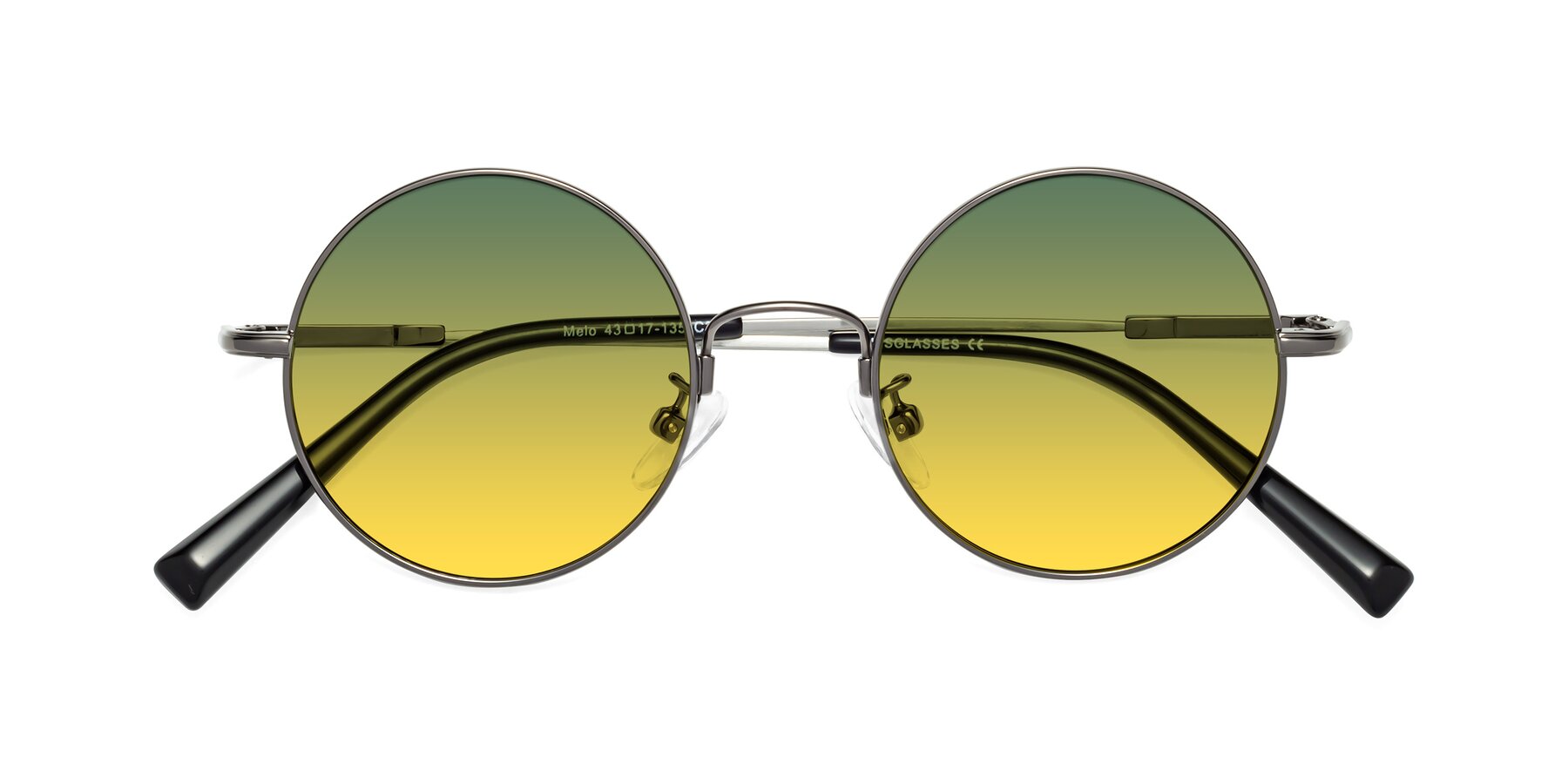 Folded Front of Melo in Gunmetal with Green / Yellow Gradient Lenses