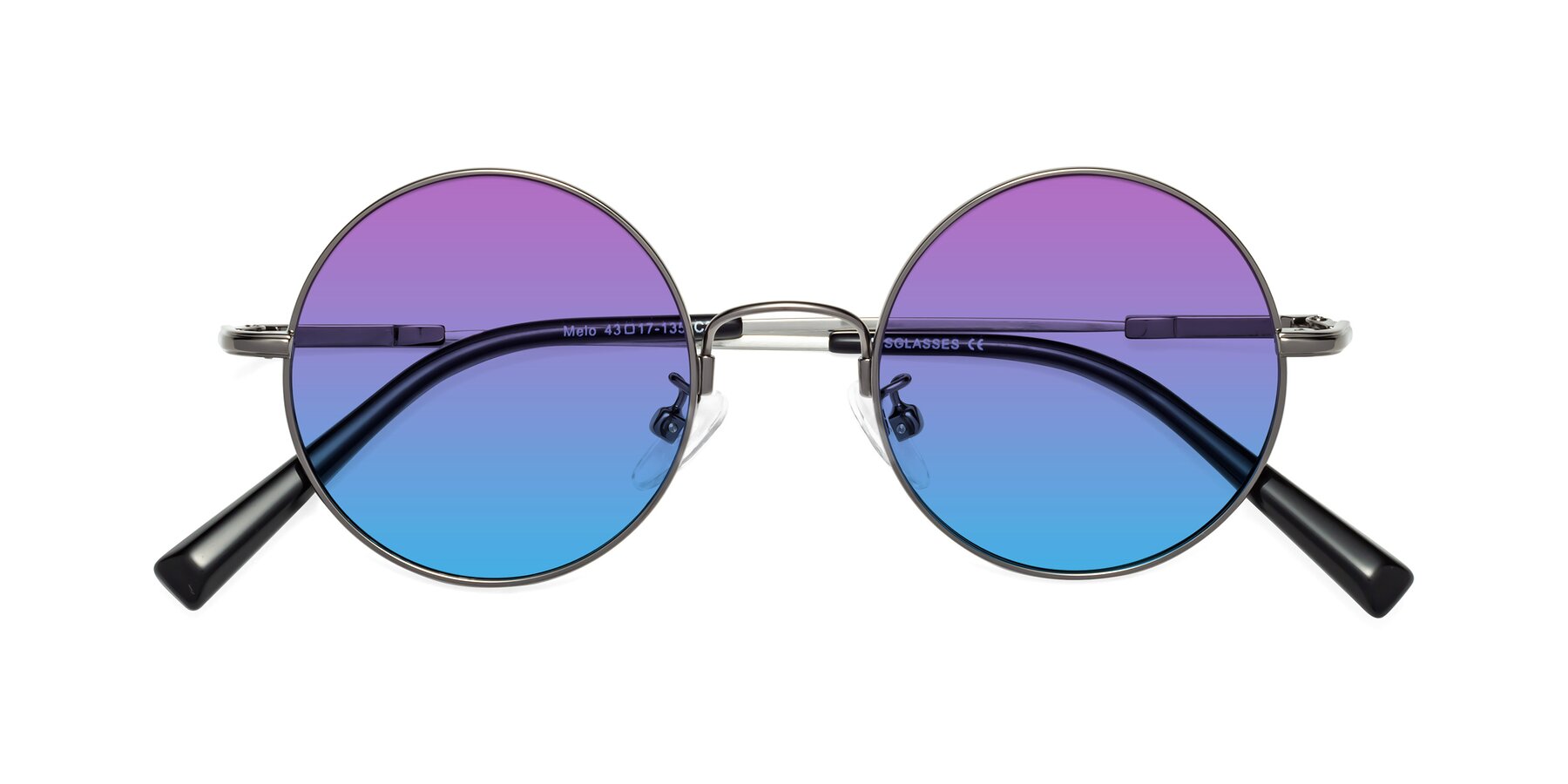 Folded Front of Melo in Gunmetal with Purple / Blue Gradient Lenses