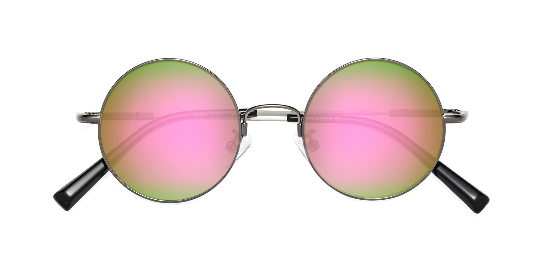 Folded Front of Melo in Gunmetal with Pink Mirrored Lenses