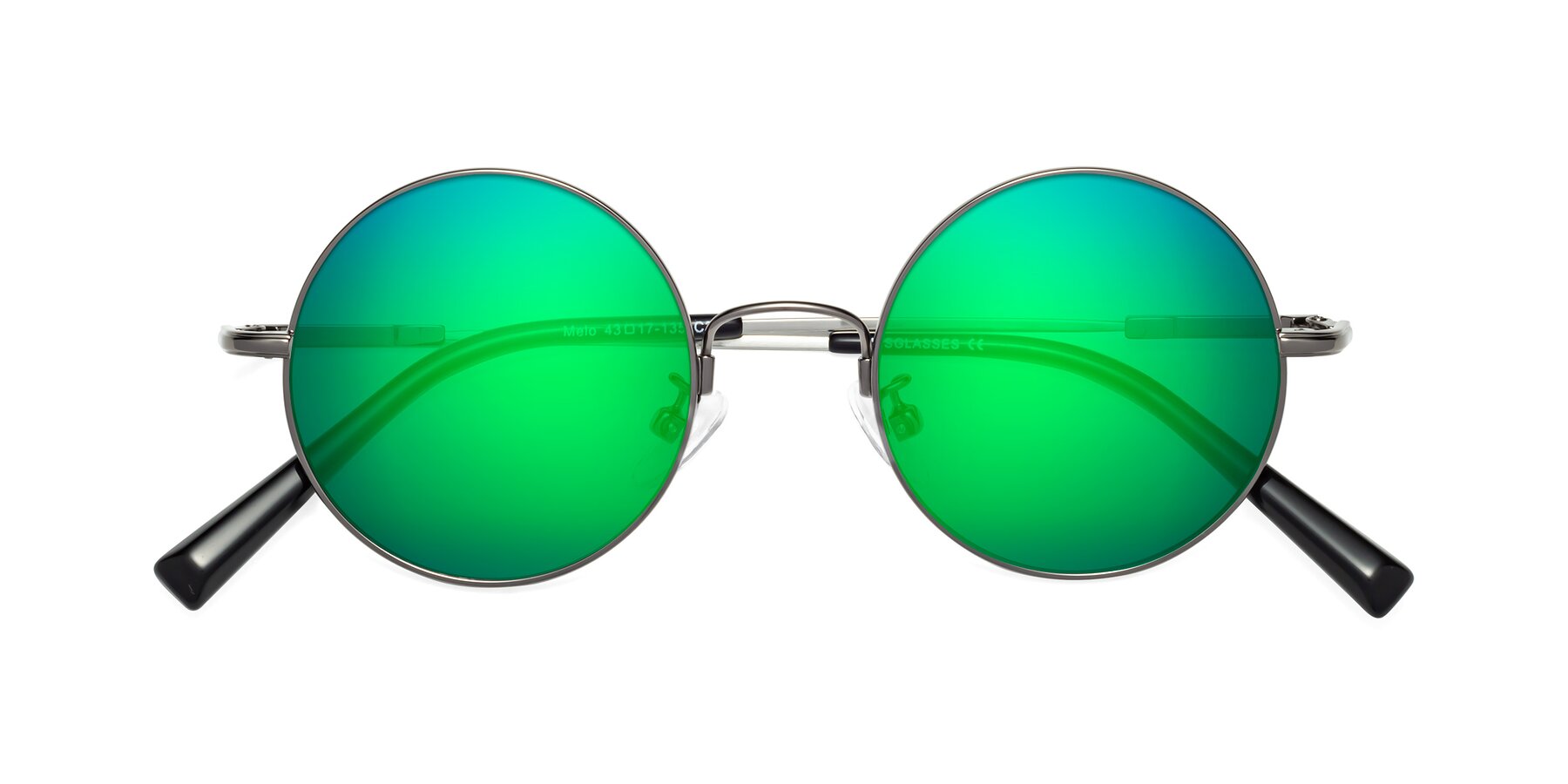 Folded Front of Melo in Gunmetal with Green Mirrored Lenses