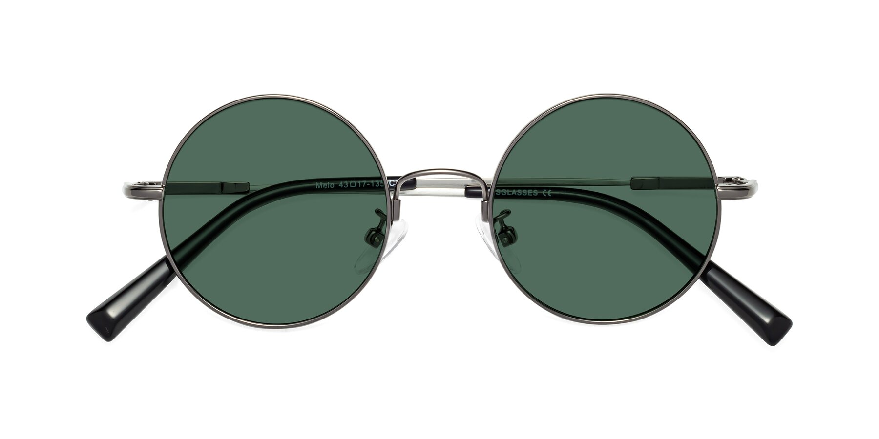 Folded Front of Melo in Gunmetal with Green Polarized Lenses