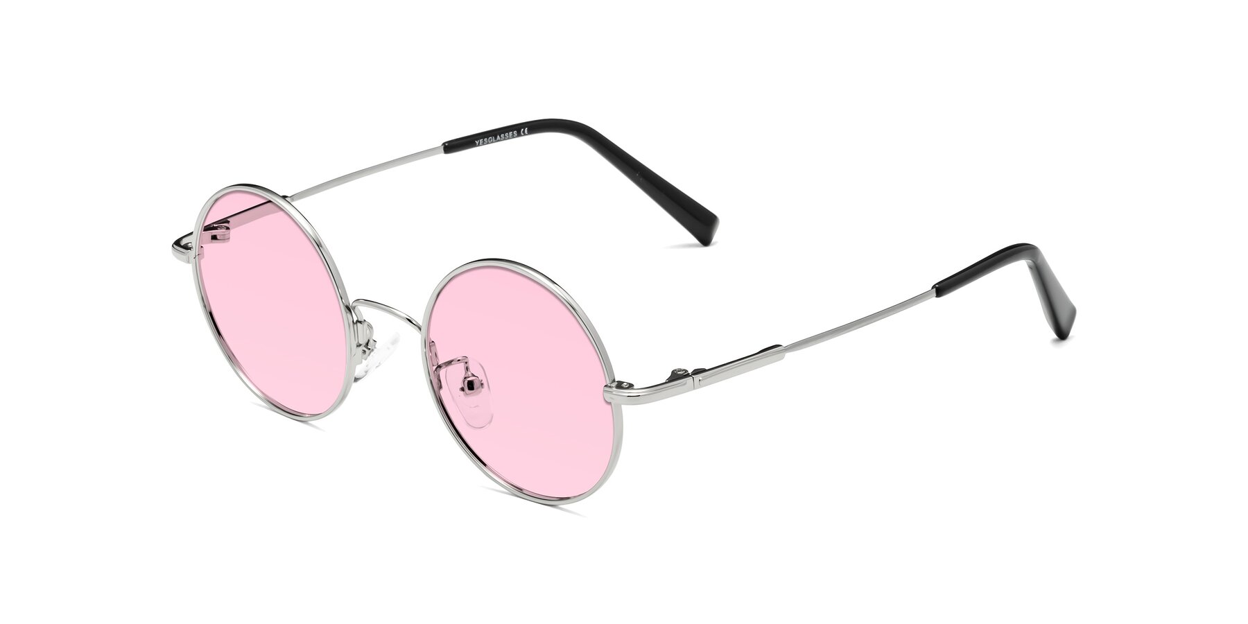 Angle of Melo in Silver with Light Pink Tinted Lenses