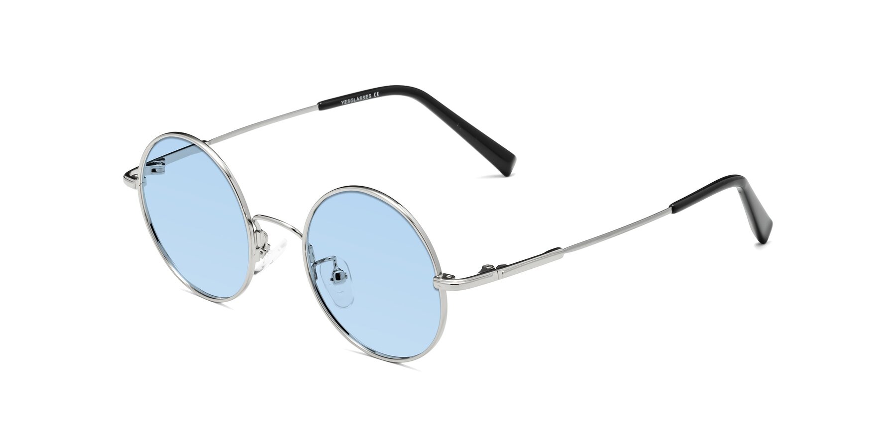 Angle of Melo in Silver with Light Blue Tinted Lenses
