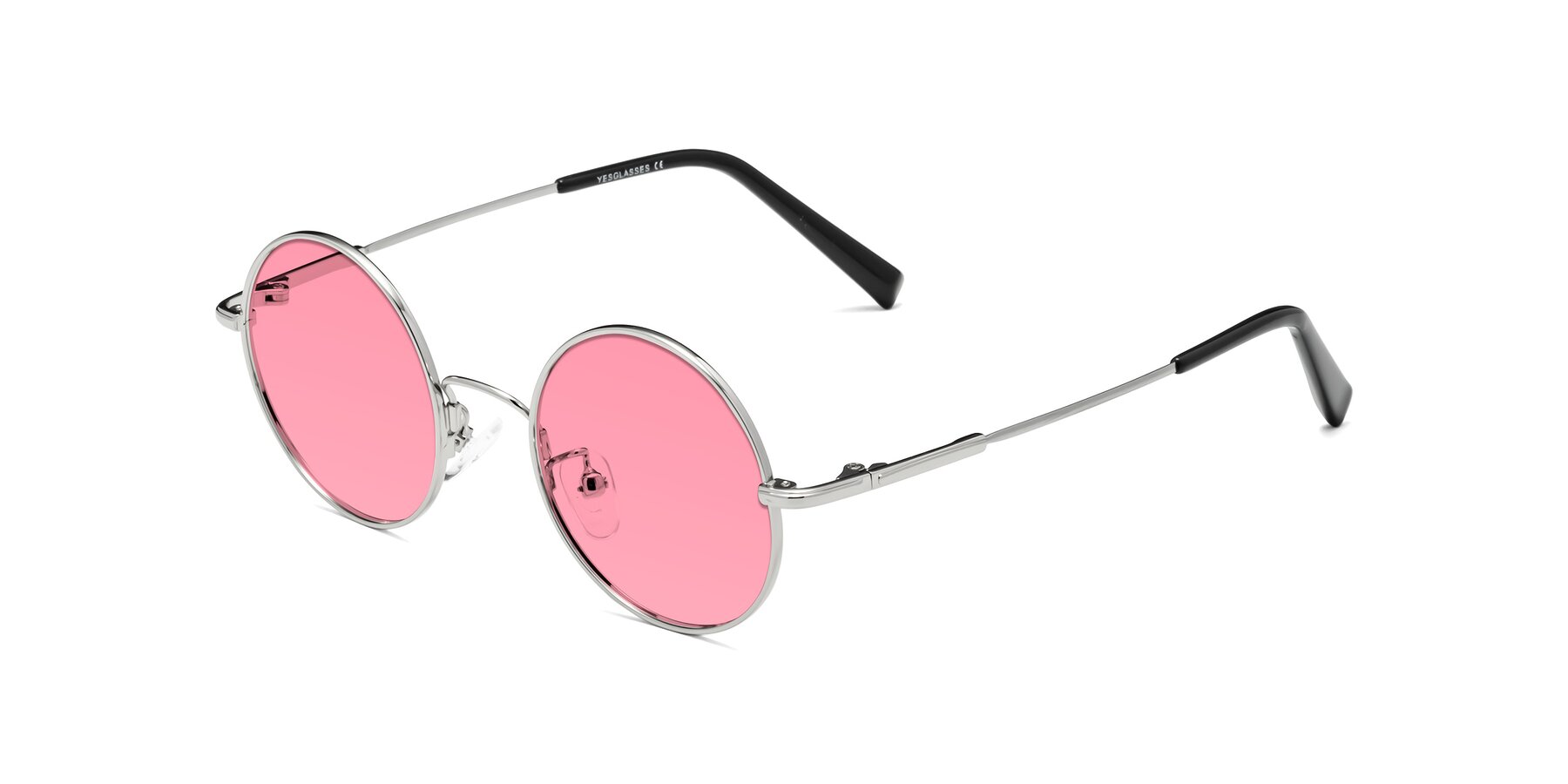 Angle of Melo in Silver with Pink Tinted Lenses