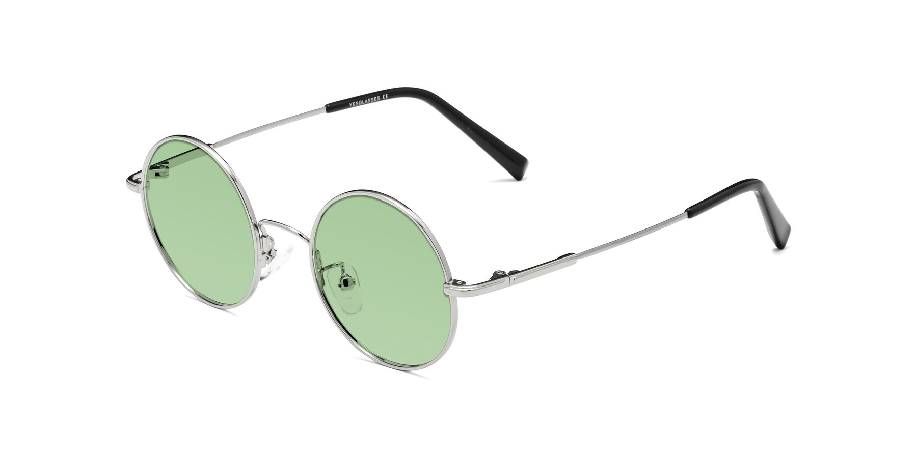 Angle of Melo in Silver with Medium Green Tinted Lenses