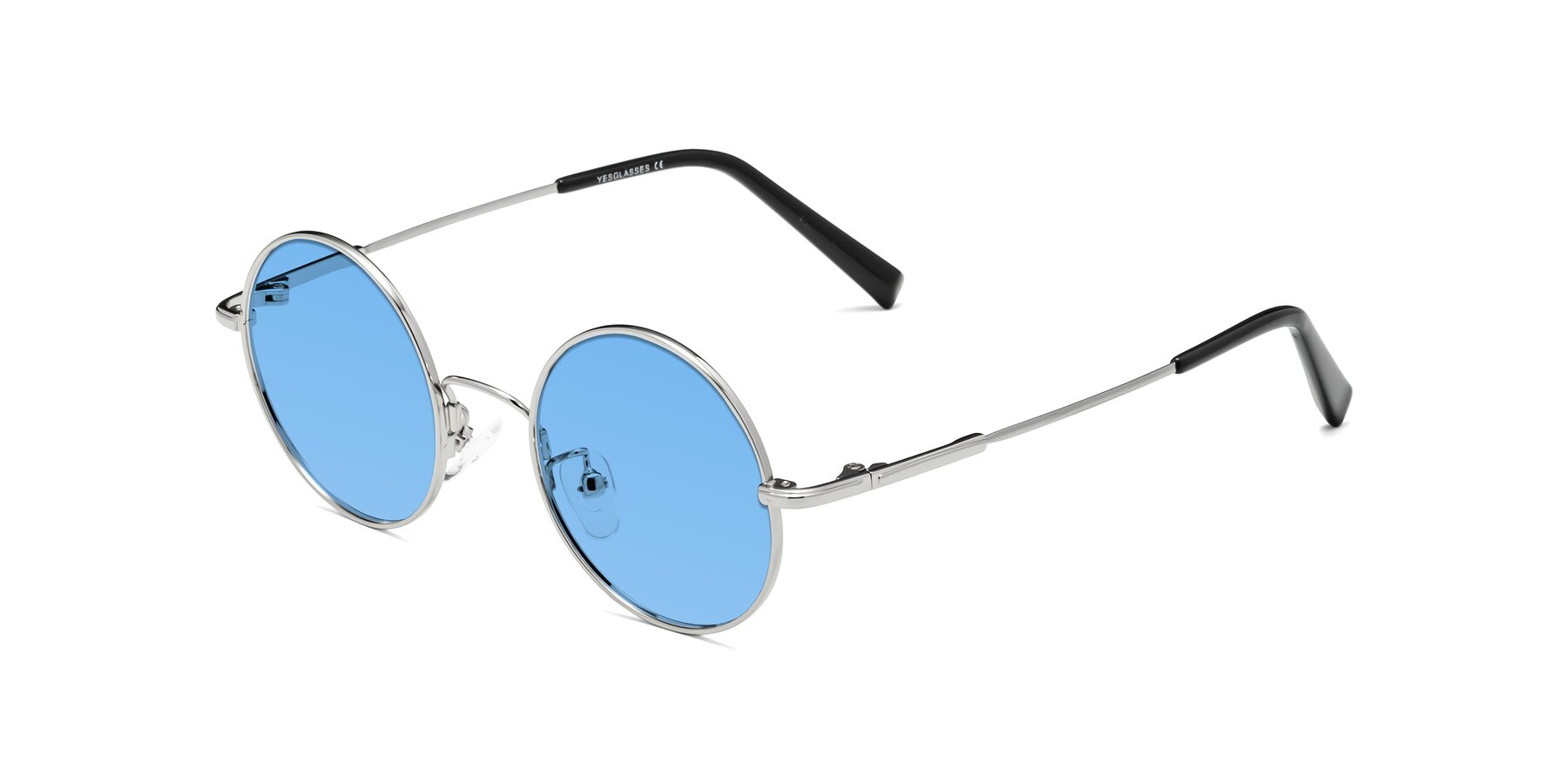 Angle of Melo in Silver with Medium Blue Tinted Lenses