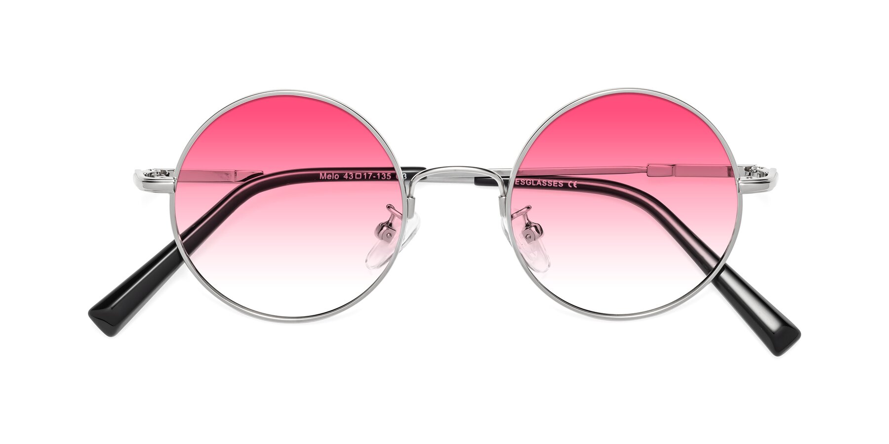 Folded Front of Melo in Silver with Pink Gradient Lenses
