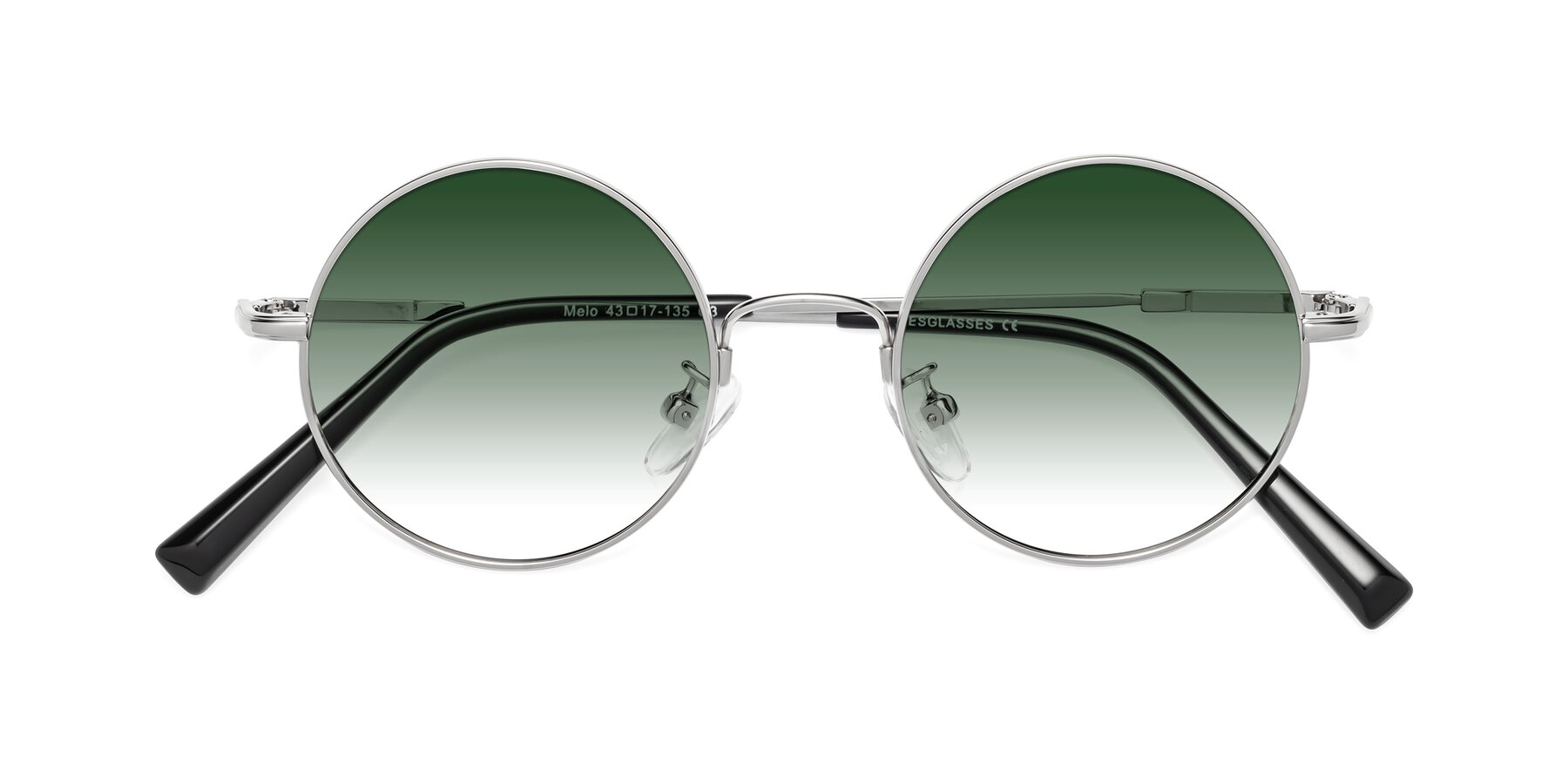Folded Front of Melo in Silver with Green Gradient Lenses