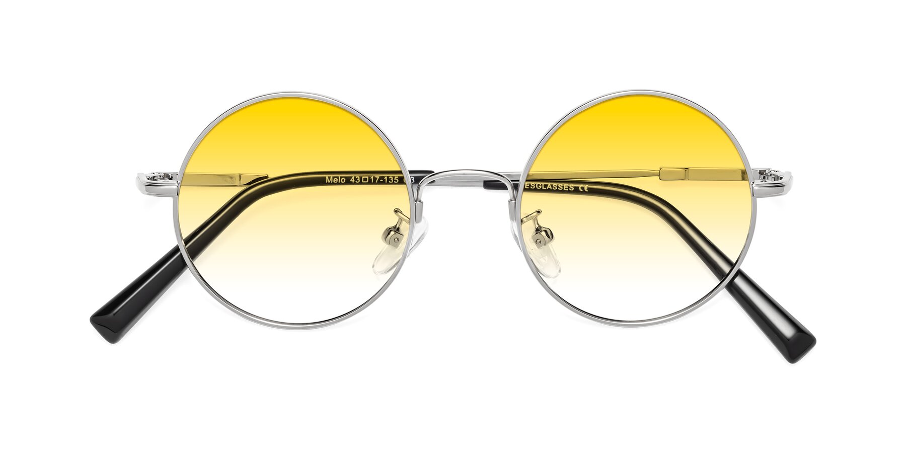 Folded Front of Melo in Silver with Yellow Gradient Lenses