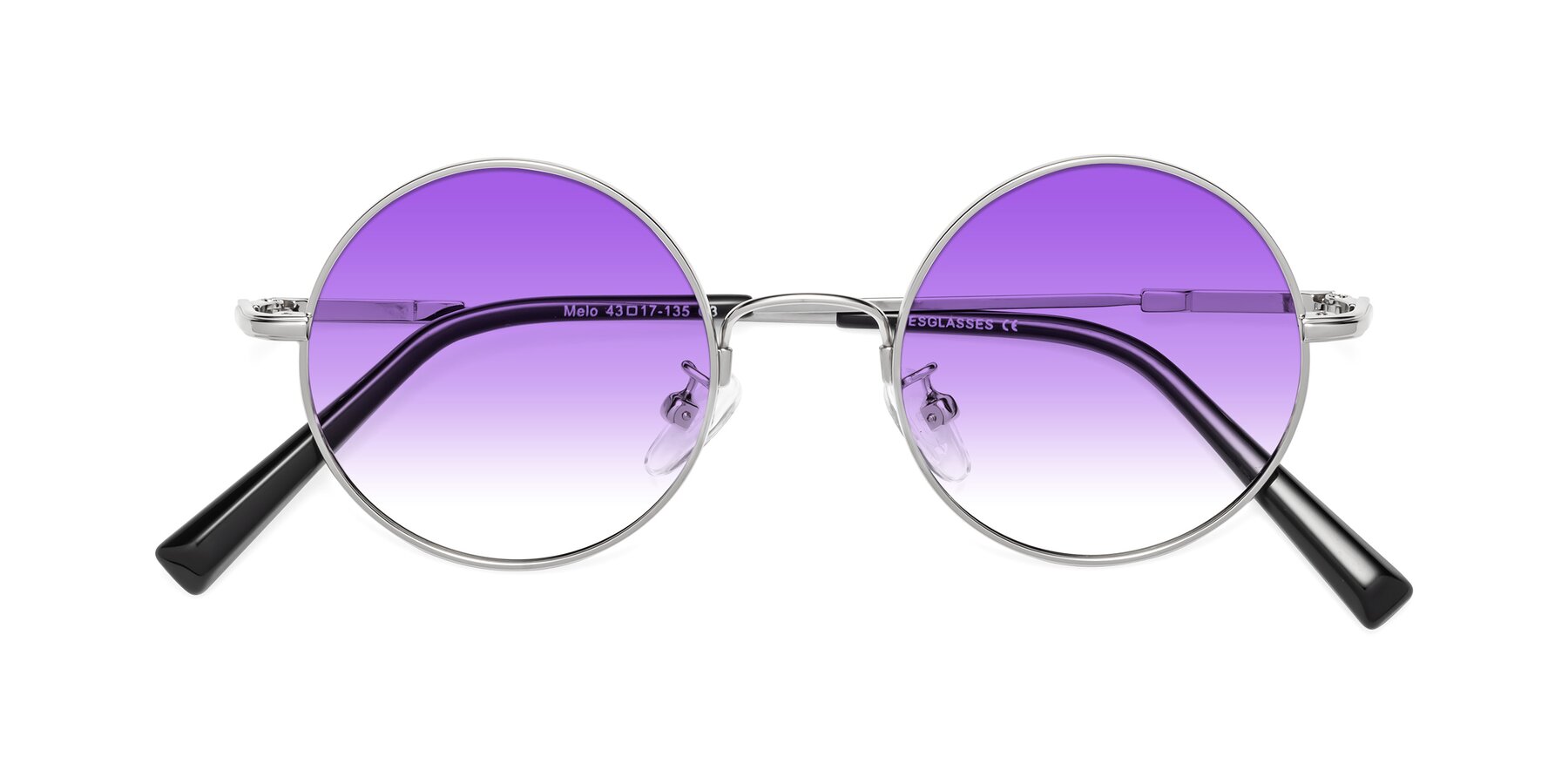 Folded Front of Melo in Silver with Purple Gradient Lenses