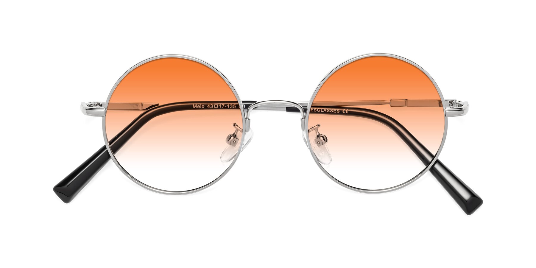 Folded Front of Melo in Silver with Orange Gradient Lenses