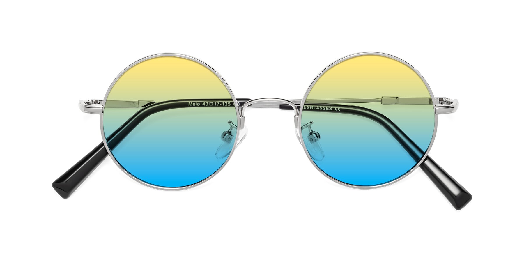 Folded Front of Melo in Silver with Yellow / Blue Gradient Lenses