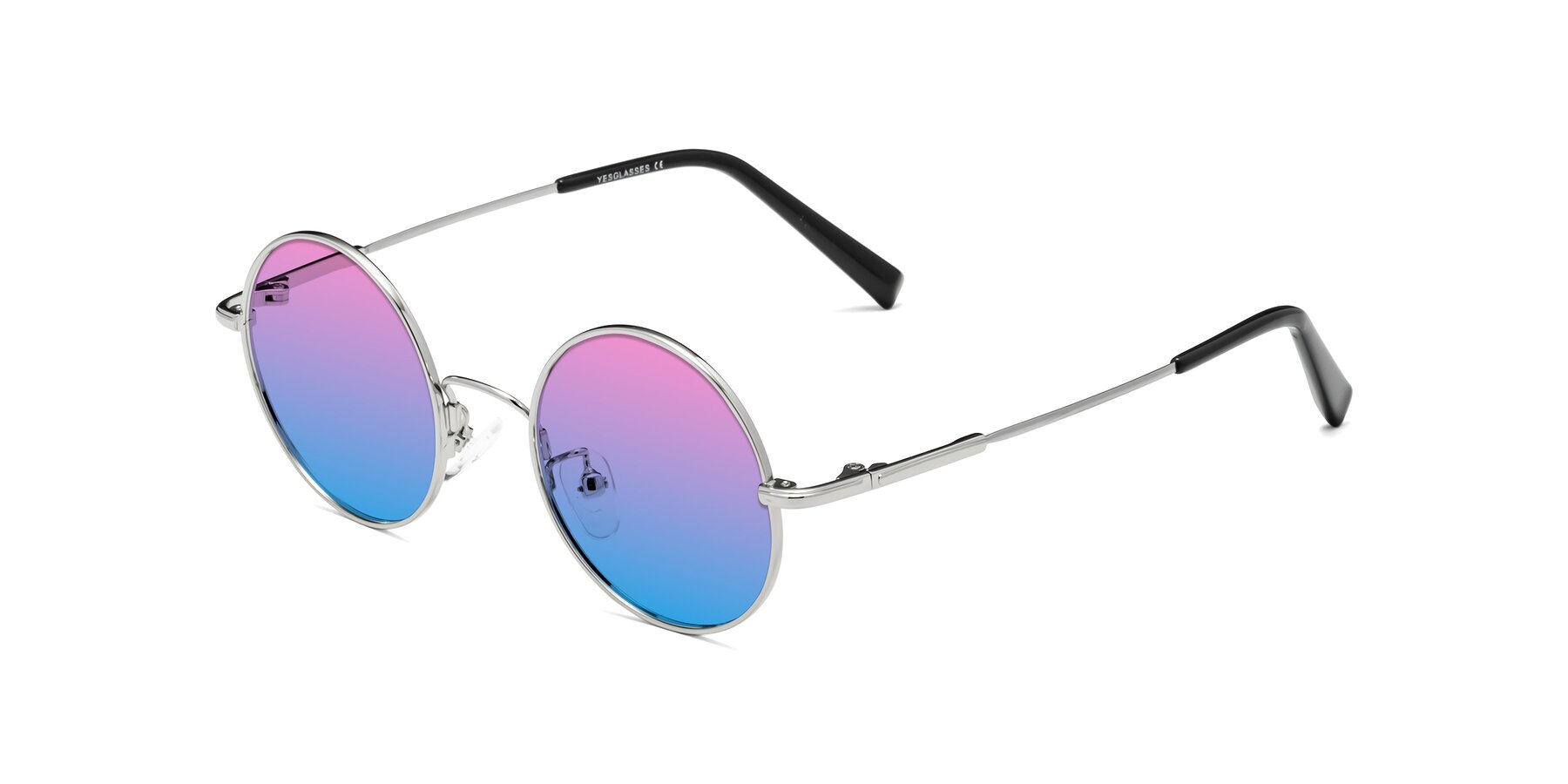Angle of Melo in Silver with Pink / Blue Gradient Lenses