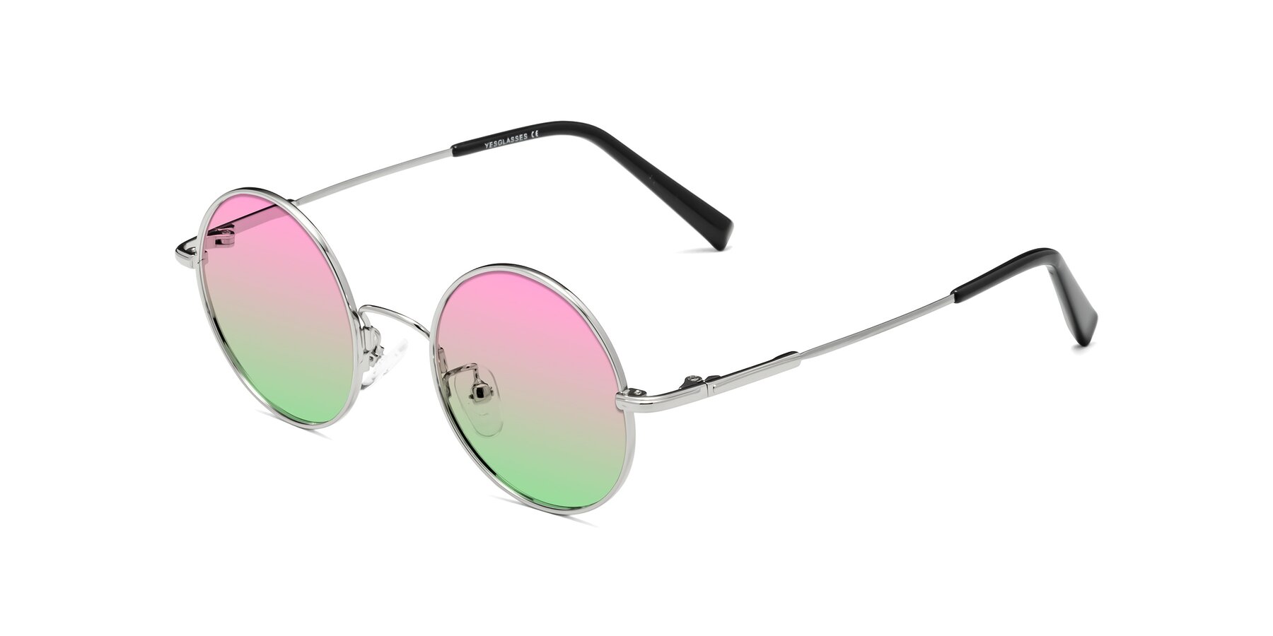Angle of Melo in Silver with Pink / Green Gradient Lenses