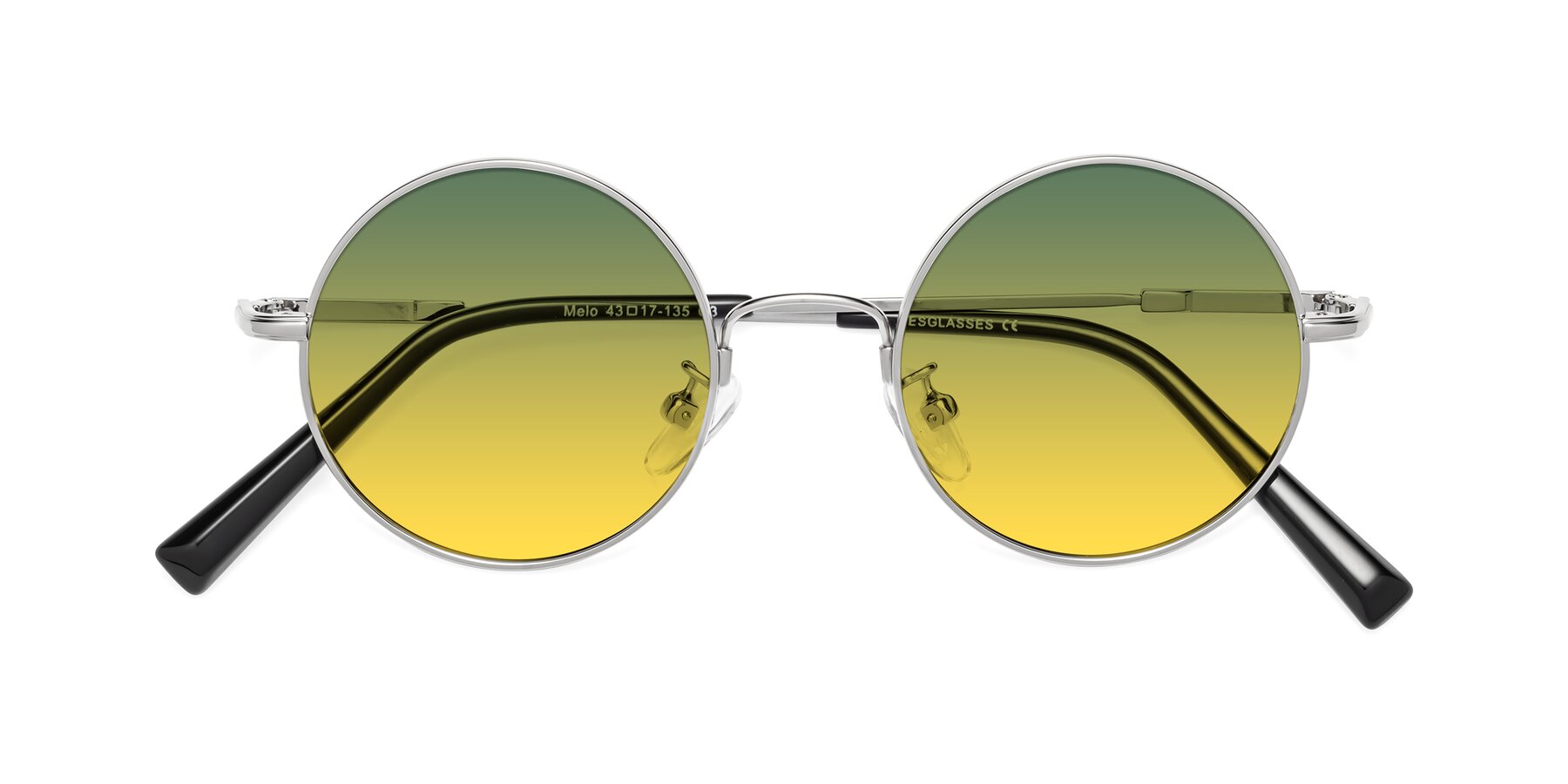 Folded Front of Melo in Silver with Green / Yellow Gradient Lenses