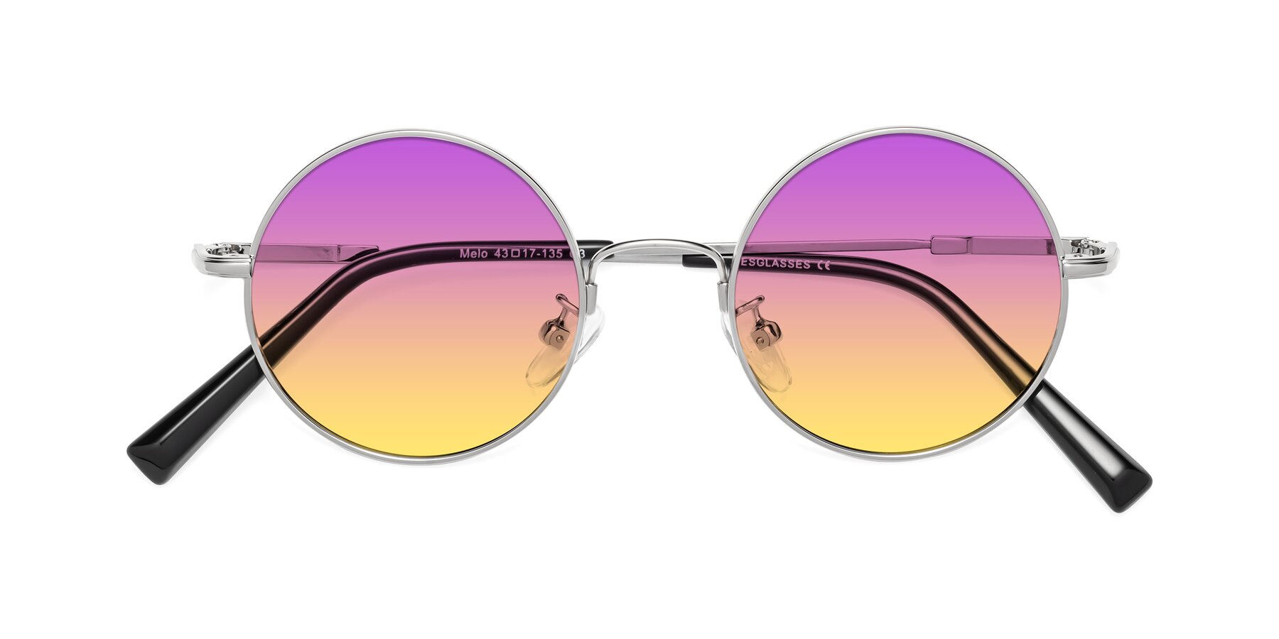 Folded Front of Melo in Silver with Purple / Yellow Gradient Lenses