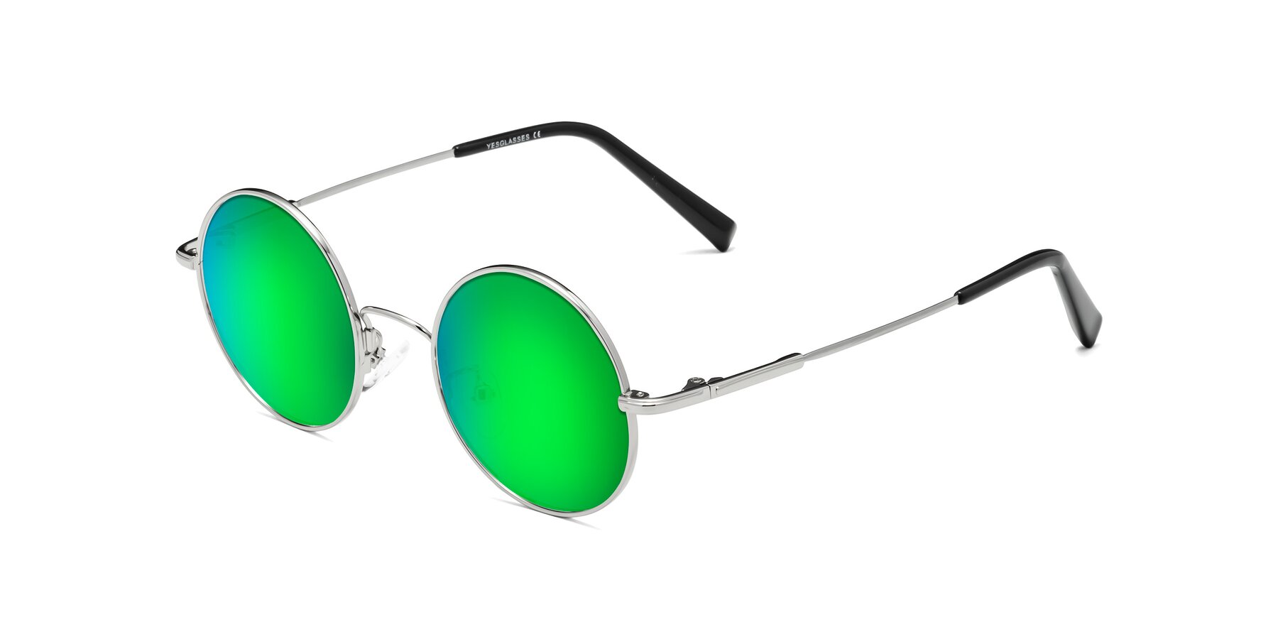 Angle of Melo in Silver with Green Mirrored Lenses