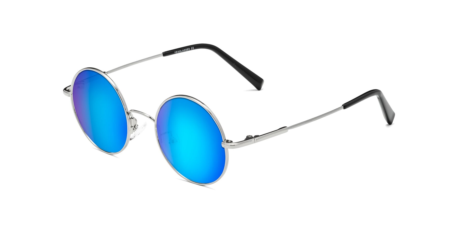 Angle of Melo in Silver with Blue Mirrored Lenses