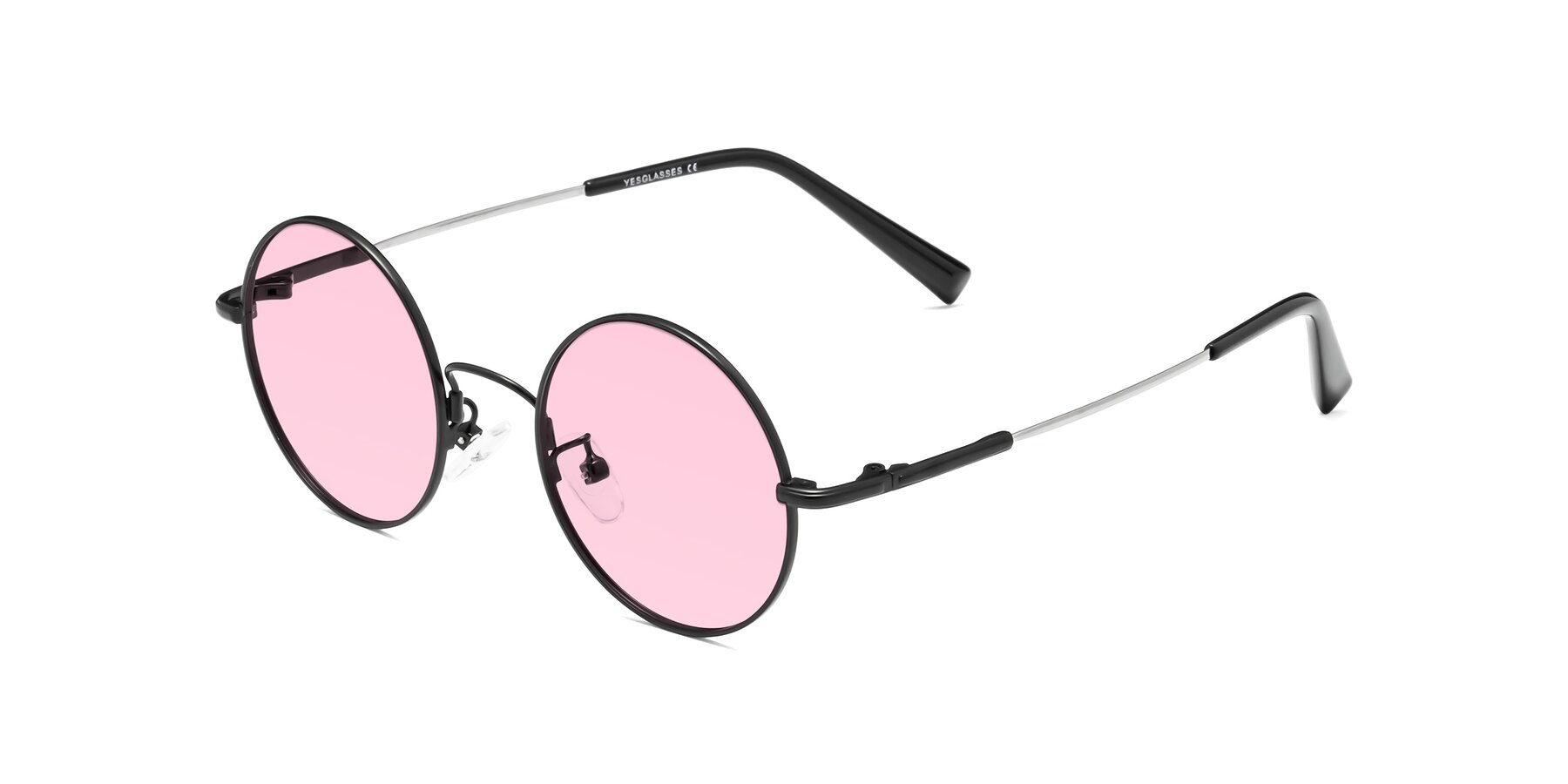 Angle of Melo in Black with Light Pink Tinted Lenses
