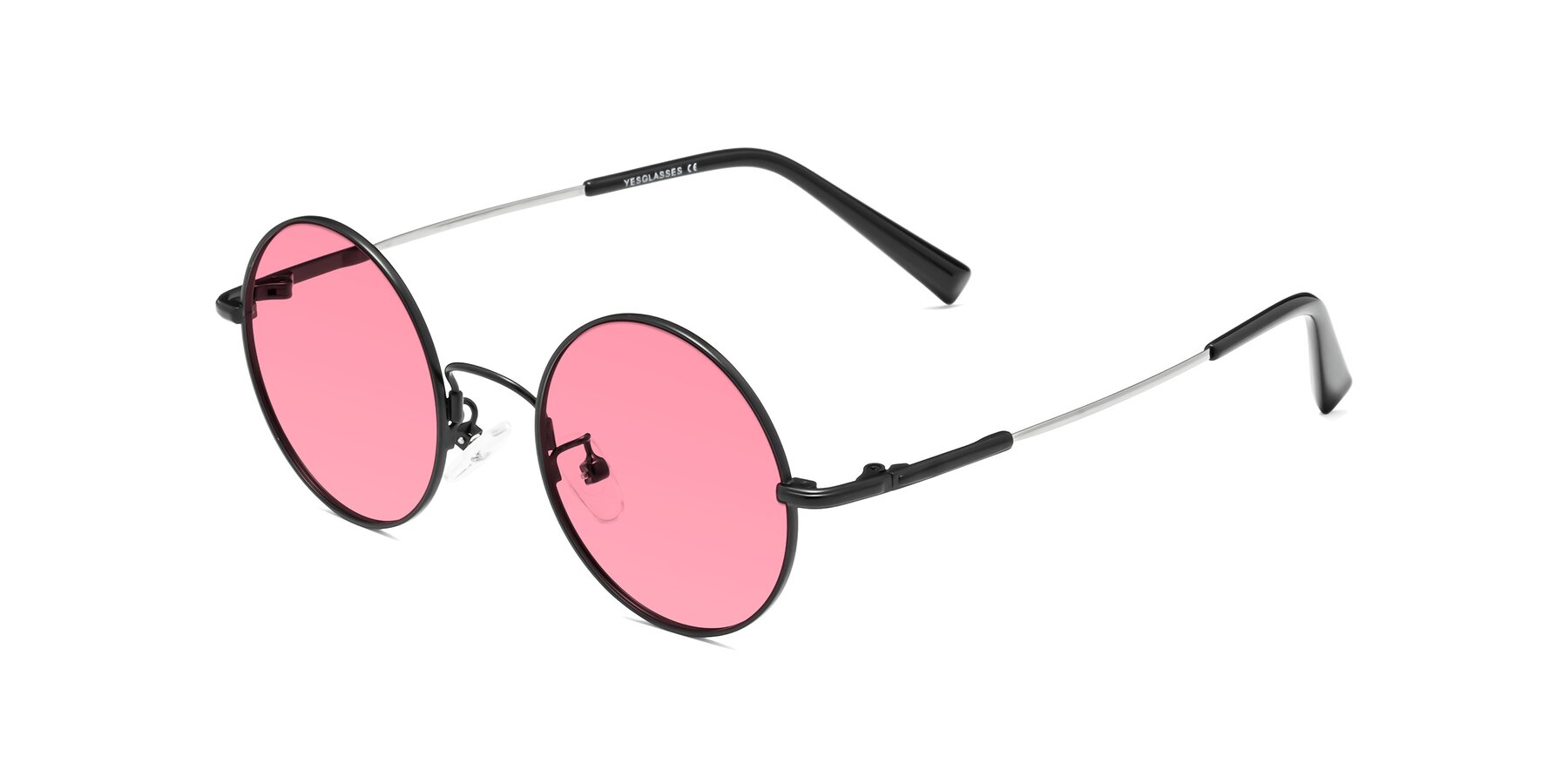 Angle of Melo in Black with Pink Tinted Lenses